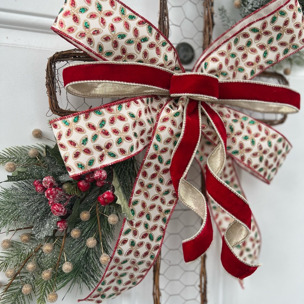Handmade wall/door hanger Traditional colors, Holiday Cross decor. Aprox 21โ - Picture 2 of 7